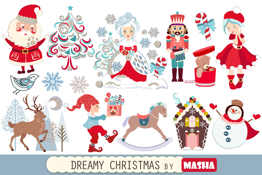 DREAMY CHRISTMAS clipart in Illustrations - product preview 8