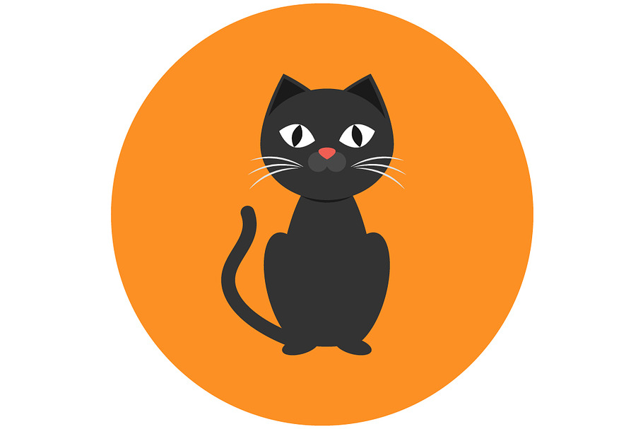 Black cat icon flat in Graphics - product preview 8