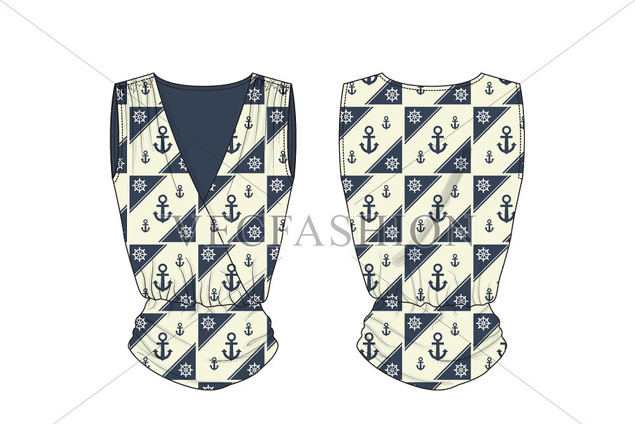 Women Nautical Blouse Vector in Illustrations - product preview 8