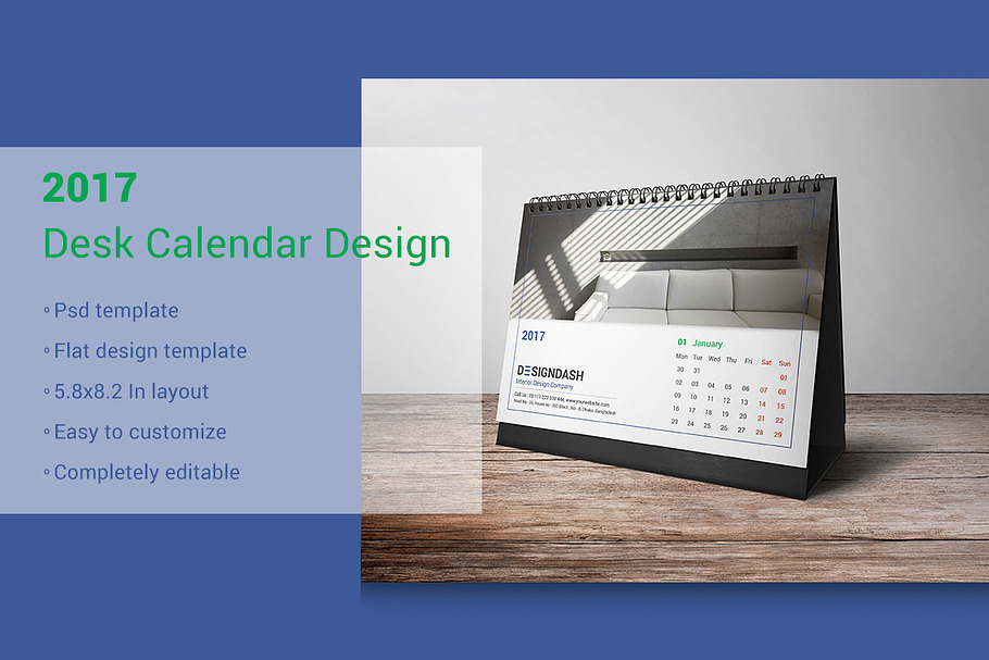 2017 Desk Calendar Design in Stationery Templates - product preview 8