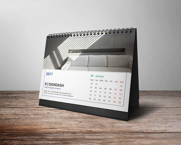 2017 Desk Calendar Design in Stationery Templates - product preview 1