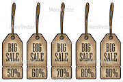 Set hanging Sale tag 50-90 percent 