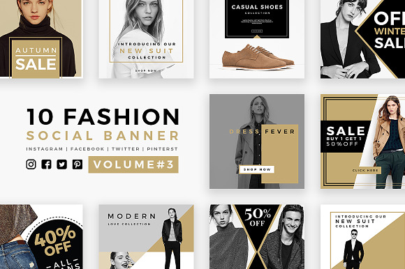 Fashion Social Banner Pack 3 in Instagram Templates - product preview 5