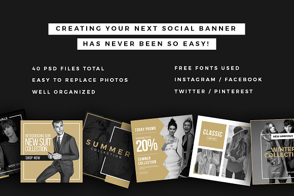 Fashion Social Banner Pack 4 in Instagram Templates - product preview 1