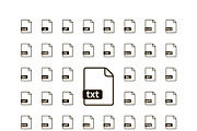 Black file icons with extensions