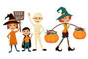 Kids in Halloween festive design