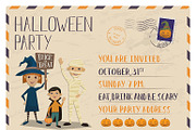 Halloween party vintage postcard