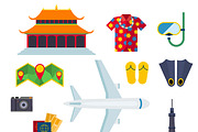 Travel cruise icons vector