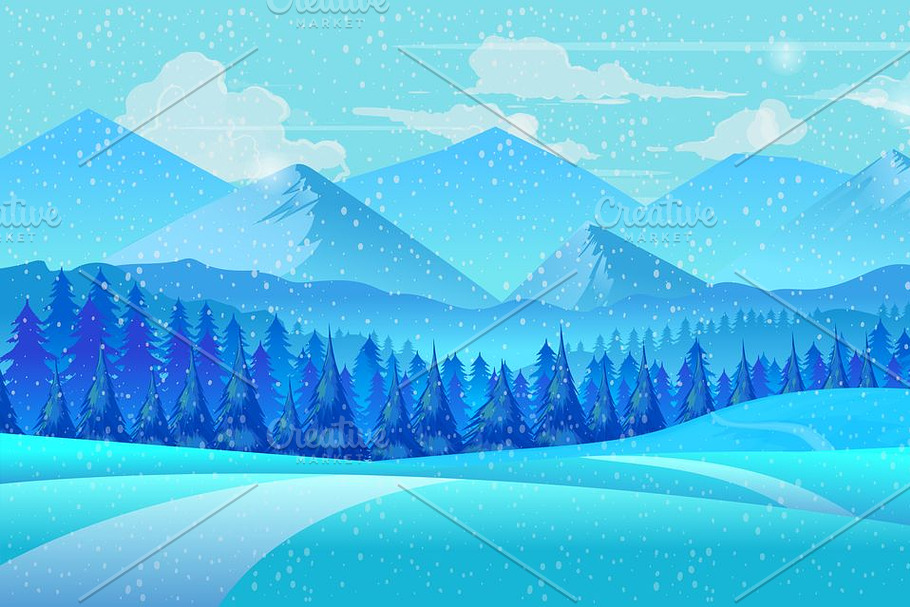 Winter Landcape  in Illustrations - product preview 8