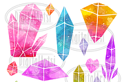 Watercolor Crystals Clipart