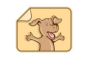 Dog Arms Out Label Cartoon
