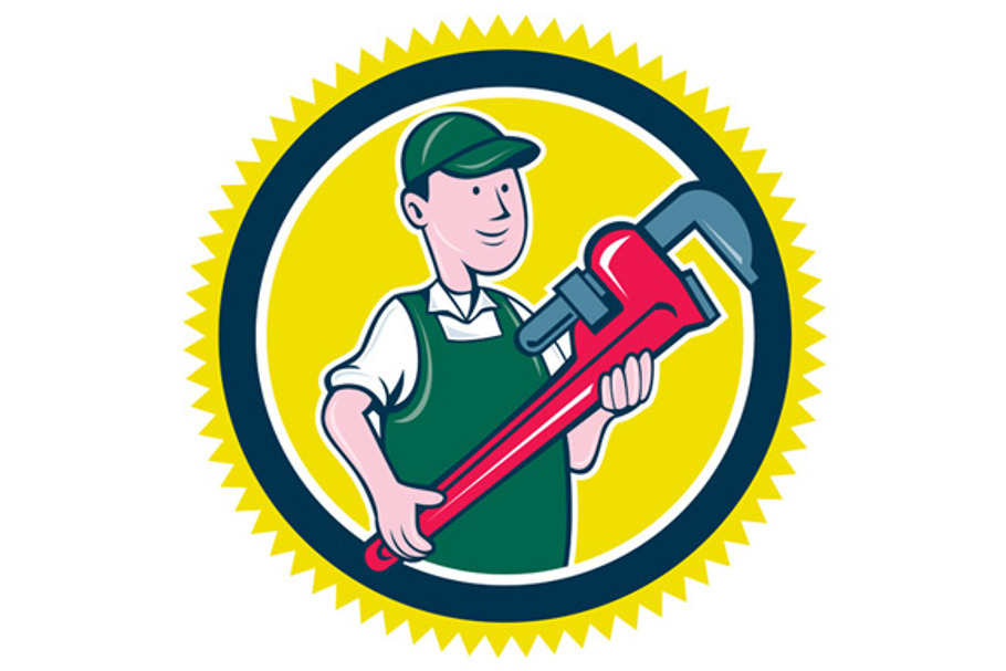 Plumber Monkey Wrench Rosette Cartoo in Illustrations - product preview 8