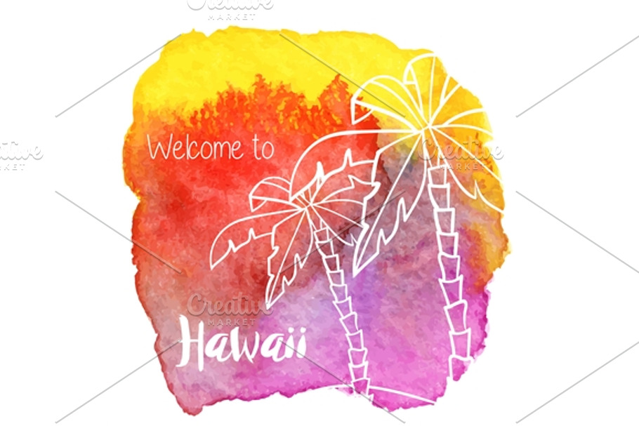 Watercolor Hawaiian graphic design in Card Templates - product preview 8