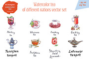 Watercolor tea-4 + Bonus!