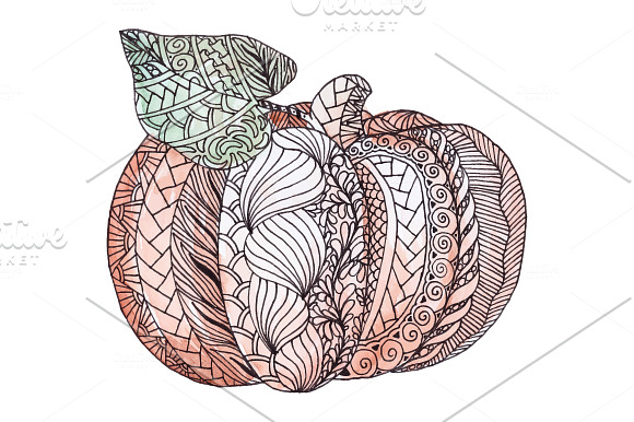Watercolor pumkins in Illustrations - product preview 1