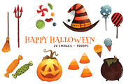 Watercolor Halloween Clipart Items