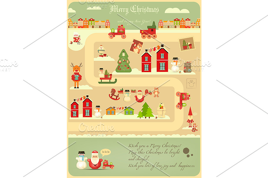 Christmas characters on City Map in Illustrations - product preview 8