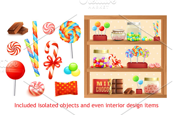 Sweet Candy Realistic Set in Illustrations - product preview 2