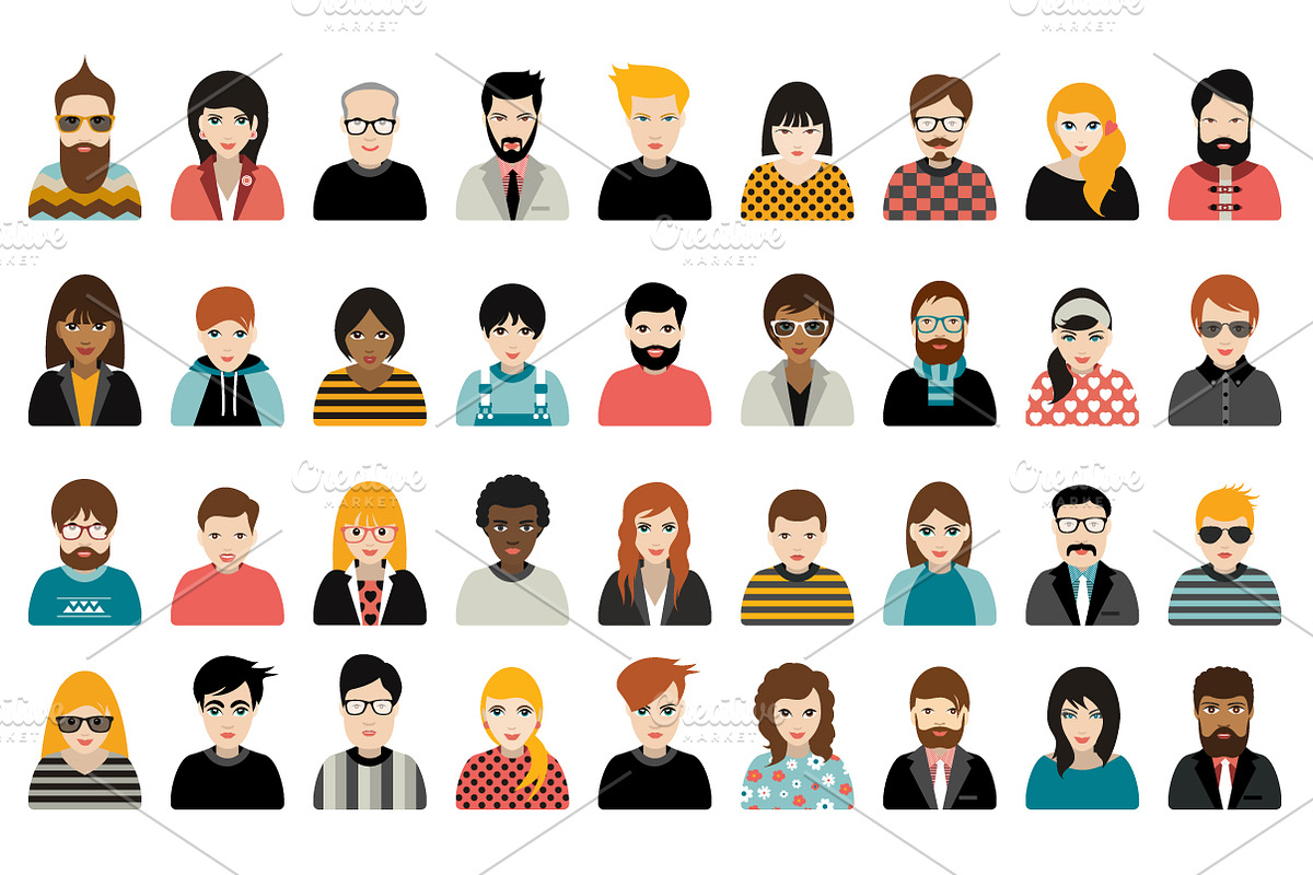 Big set of avatars people heads. in Illustrations - product preview 8