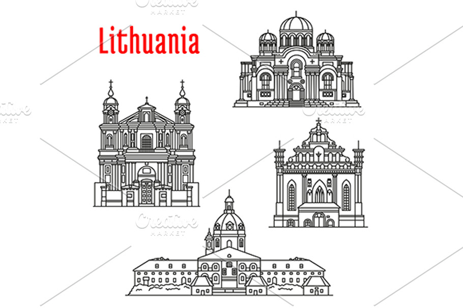 Lithuania landmark icons in Graphics - product preview 8