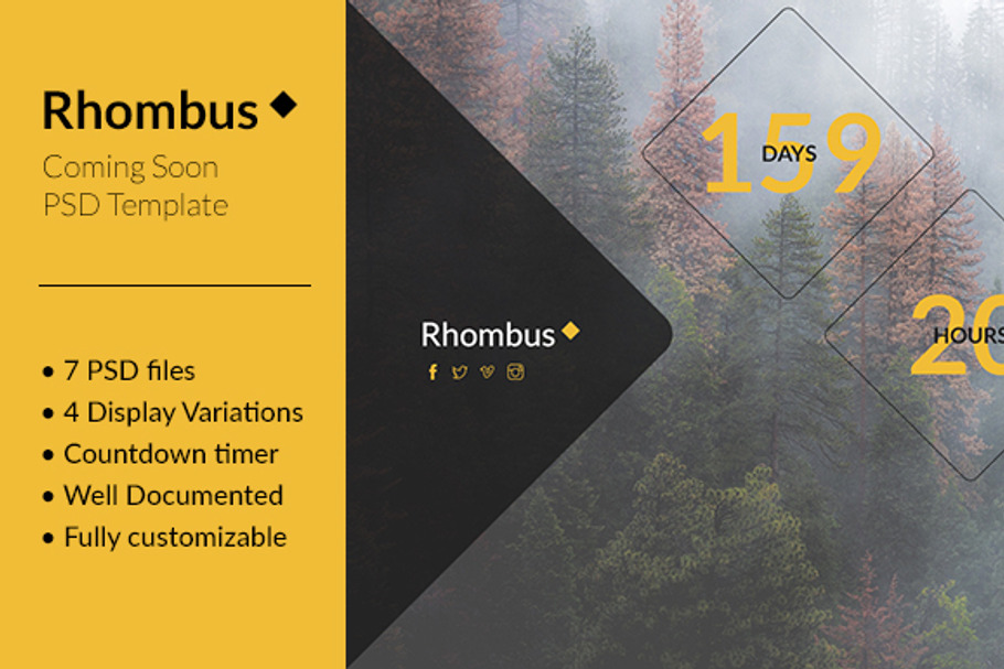 Rhombus Coming Soon PSD Template in Website Templates - product preview 8