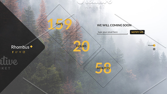 Rhombus Coming Soon PSD Template in Website Templates - product preview 6