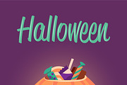 Halloween poster with pumpkin