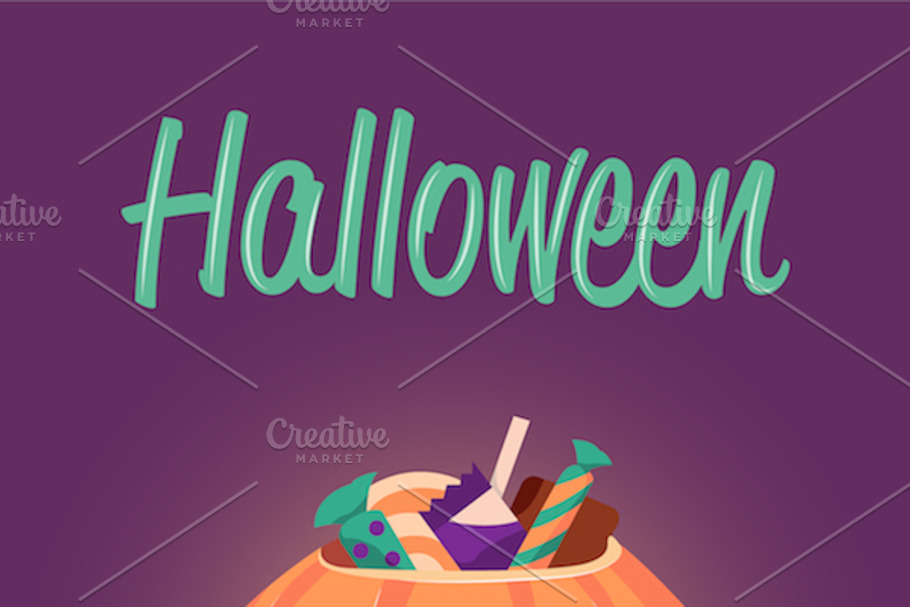 Halloween poster with pumpkin in Illustrations - product preview 8