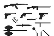 Weapons flat vector collection
