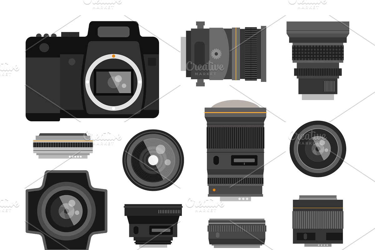 Camera photo optic lenses vector in Illustrations - product preview 8