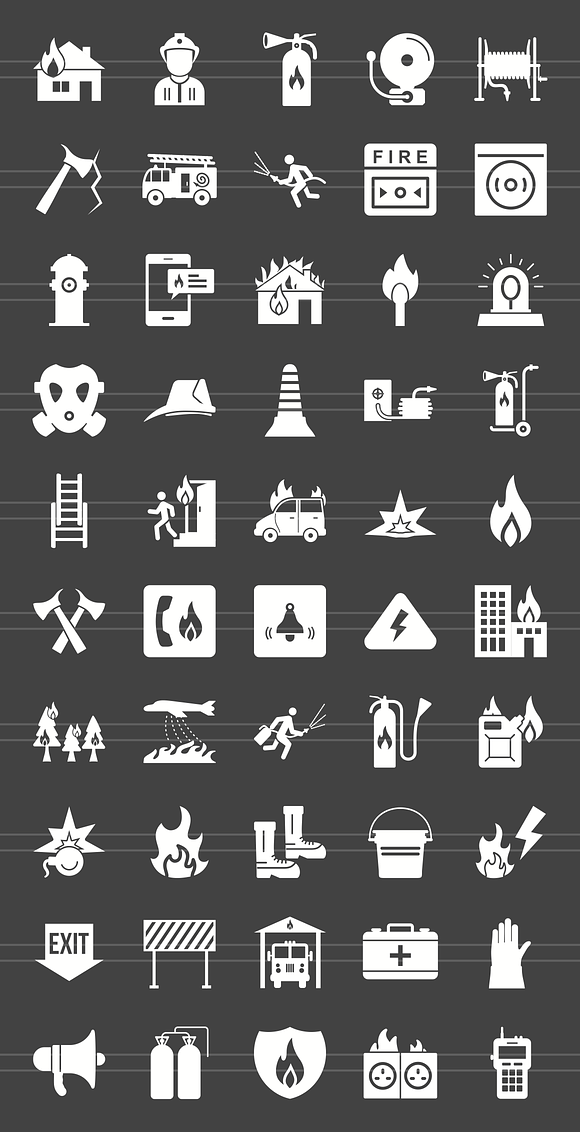 50 Firefighting Glyph Inverted Icons in Graphics - product preview 1