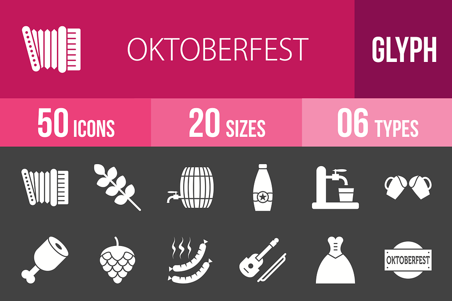 50 Oktoberfest Glyph Inverted Icons