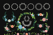Nature flowers floral wreath vector