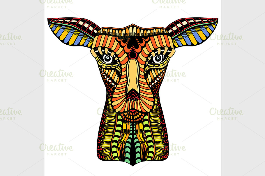 doodle ornate deer illustration in Graphics - product preview 8