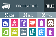50 Firefighting Round Corner Icons