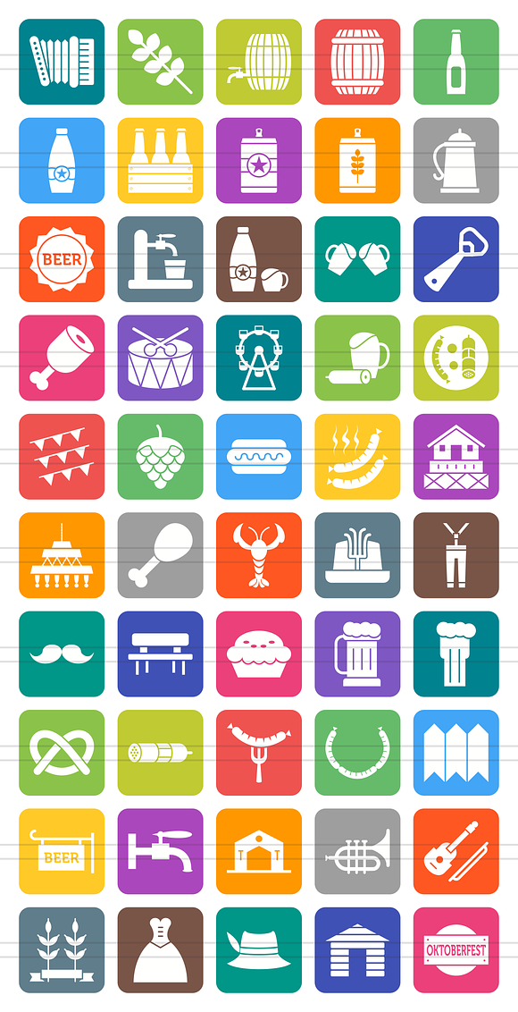 50 Oktoberfest Round Corner Icons in Graphics - product preview 1