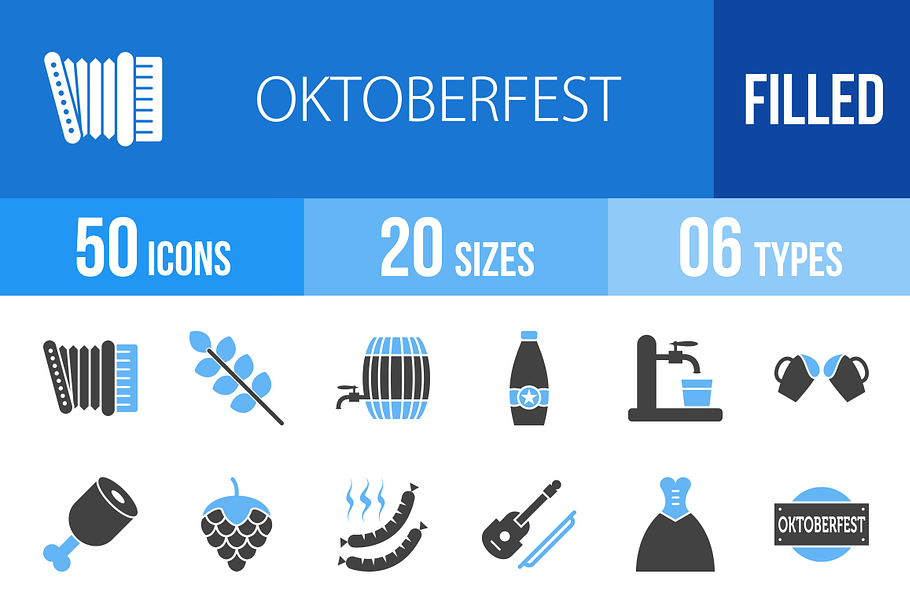 50 Oktoberfest Blue & Black Icons in Icons - product preview 8
