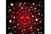 Happy Halloween skull and stars