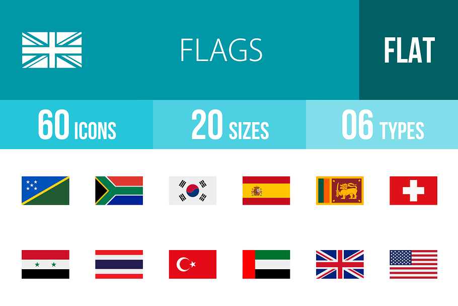 60 Flags Flat Icons