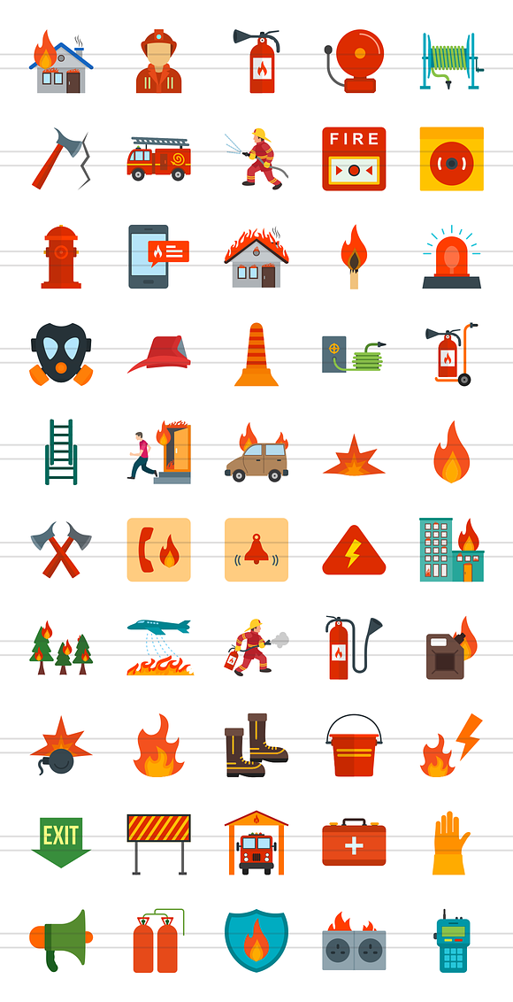 50 Firefighting Flat Icons in Icons - product preview 1
