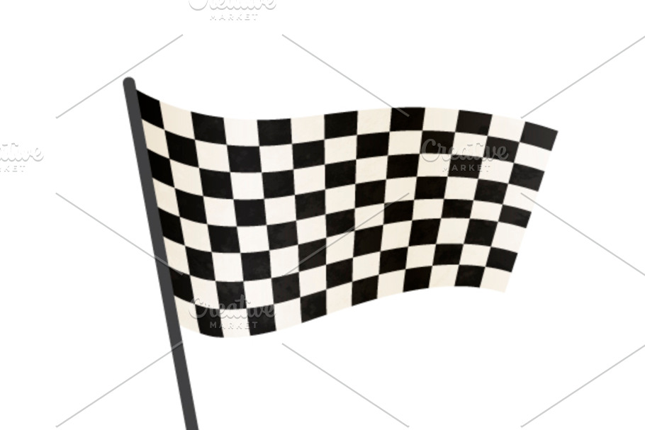 Finish flag on a pole with shadow