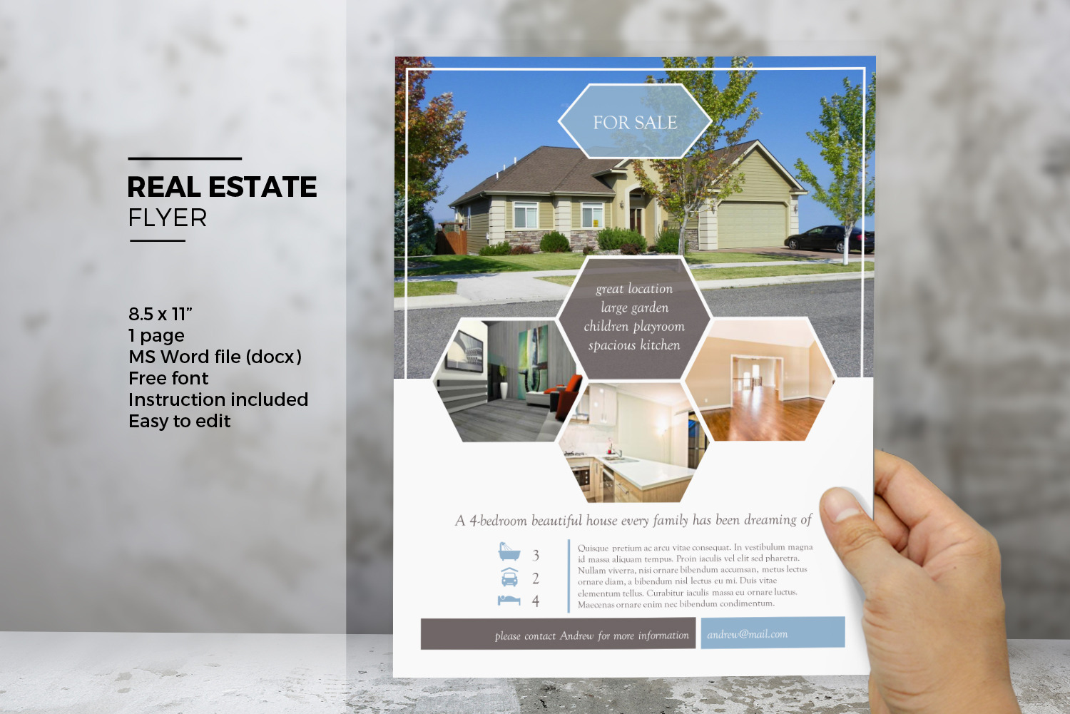 MS Word real estate flyer template  Creative Daddy Intended For Free Real Estate Flyer Templates Word