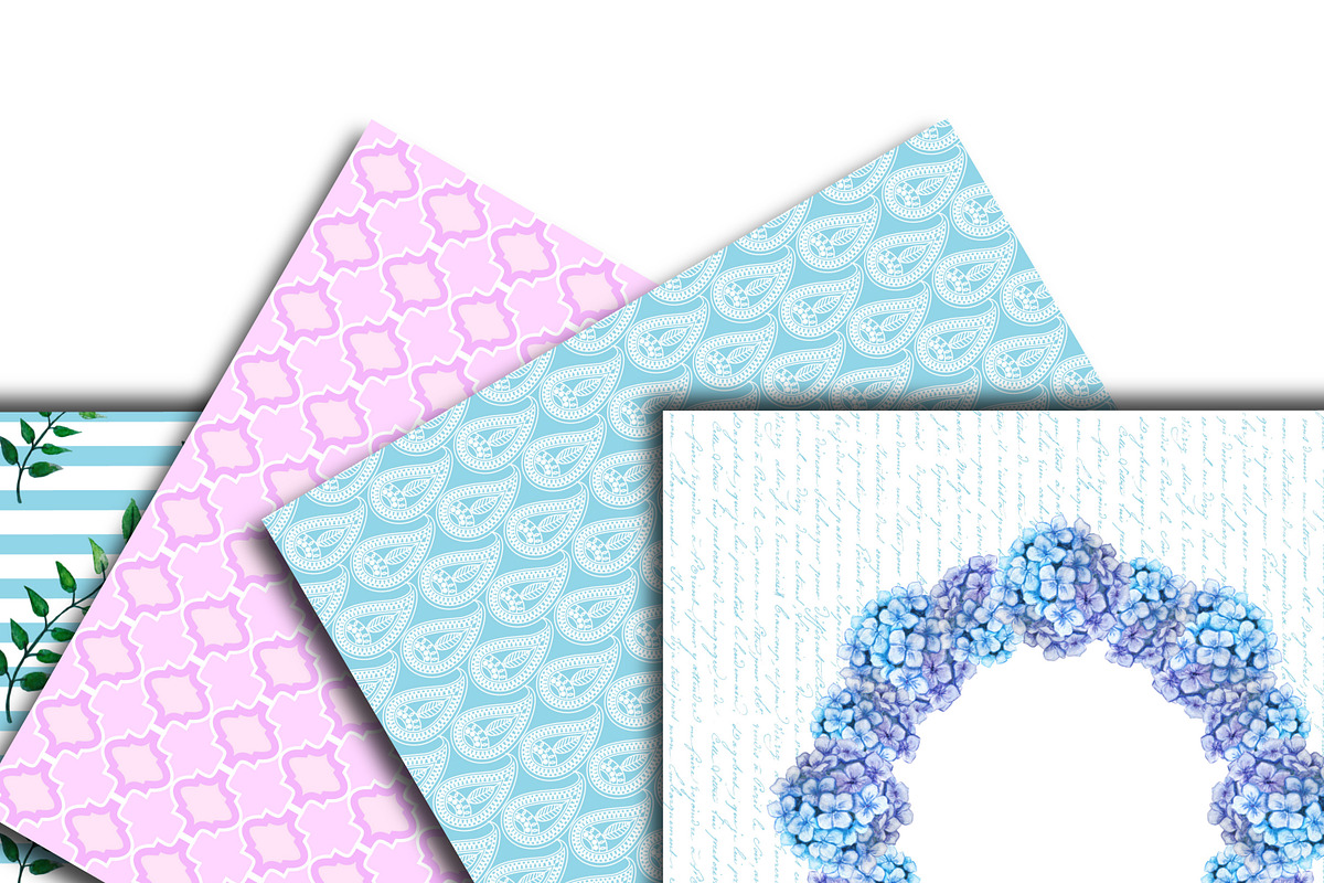 Hydrangea digital paper in Patterns - product preview 8