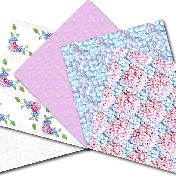 Hydrangea digital paper in Patterns - product preview 1