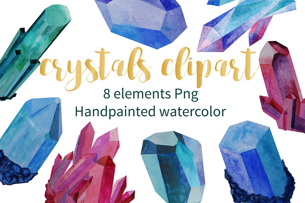 Watercolor Crystals clipart