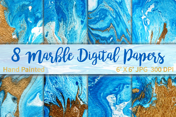 Marble Gold Blue background