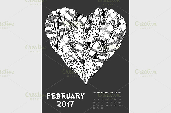 Dark Printable Calendar 2017 in Graphics - product preview 2