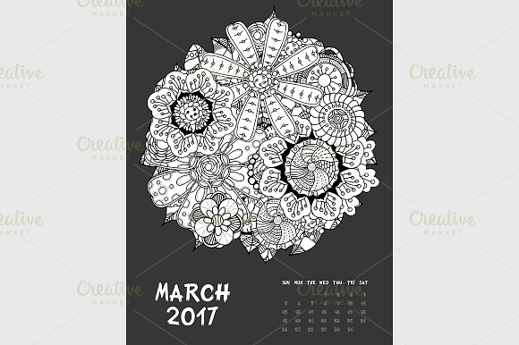 Dark Printable Calendar 2017 in Graphics - product preview 3