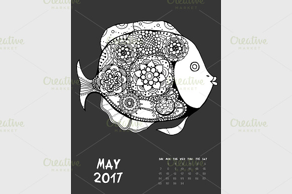 Dark Printable Calendar 2017 in Graphics - product preview 5