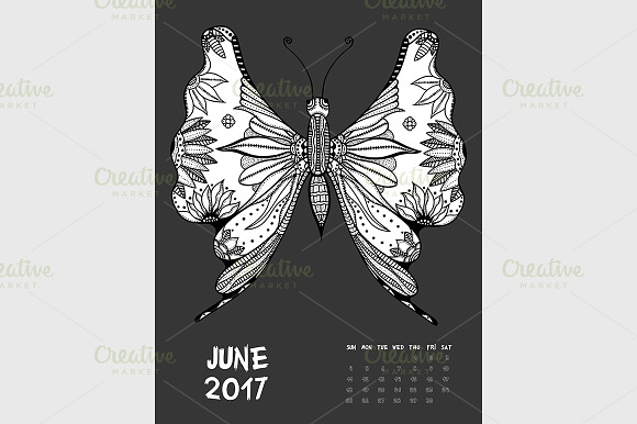 Dark Printable Calendar 2017 in Graphics - product preview 6